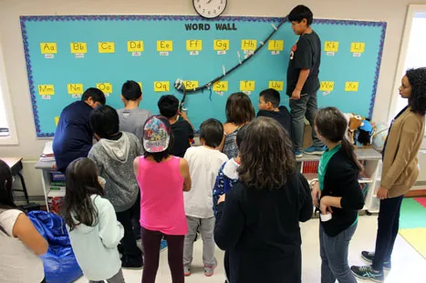 Onigaming Grade 3/4 class tests out their "roller coasters."