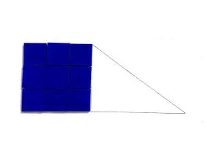 A blue square beside a triangle.