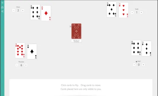 An image of the playing board on playingcards.io for the OPM game Closest To.