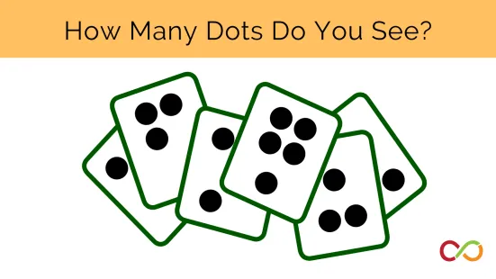An illustration of cards with dots and a title that reads, "How Many Dots Do You See?"