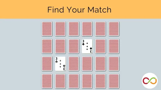 A bunch of playing cards face down, with two faced up and a title that reads, "Find Your Match".