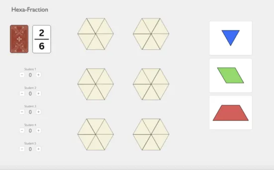 A screenshot depicting an online version of Hexa-Fraction.