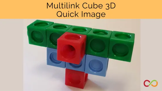 A figure made out of blocks with a title that reads, "Multilink Cube 3D Quick Image".