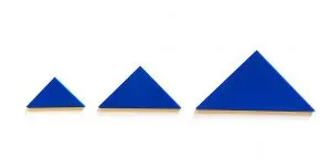 Three triangles with the smallest on the left and largest on the right.