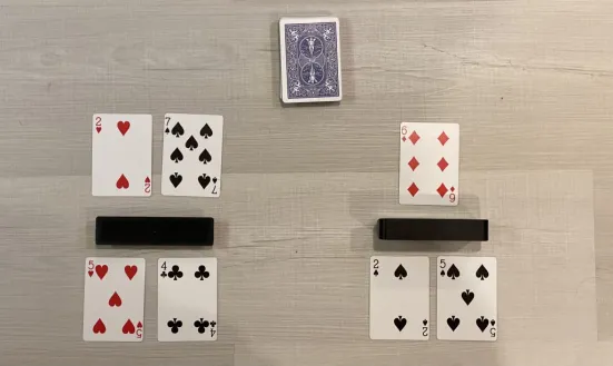 Fractions made using cards.