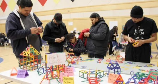 Table filled with student built structures