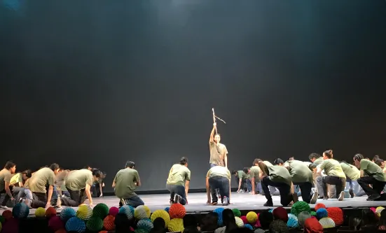 The cast of the 2017 performance of Outside Looking In on stage