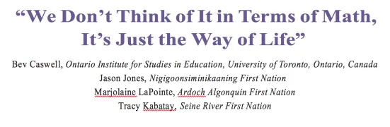 We Don't Think of It in Terms fo Math, It's Just the Way of Life