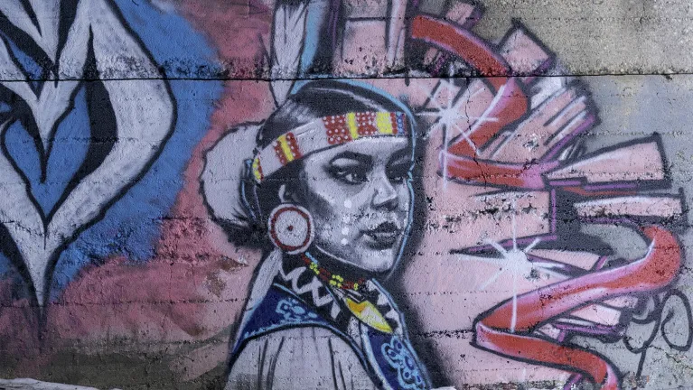 Graffiti of an Indigenous Woman in Winnipeg, Manitoba, 2020. Lorie Shaull.
